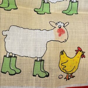 Rare Vintage Ulster Weavers "Woolie Wellies" Irish Linen Tea Towel
